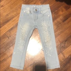 Toddler girl jeans with rhinestone accents